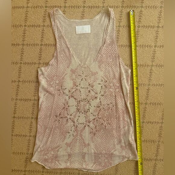 Zadig & Voltaire cream w pale pink snakeskin pattern cardigan / tank set S NWOT - Picture 4 of 16